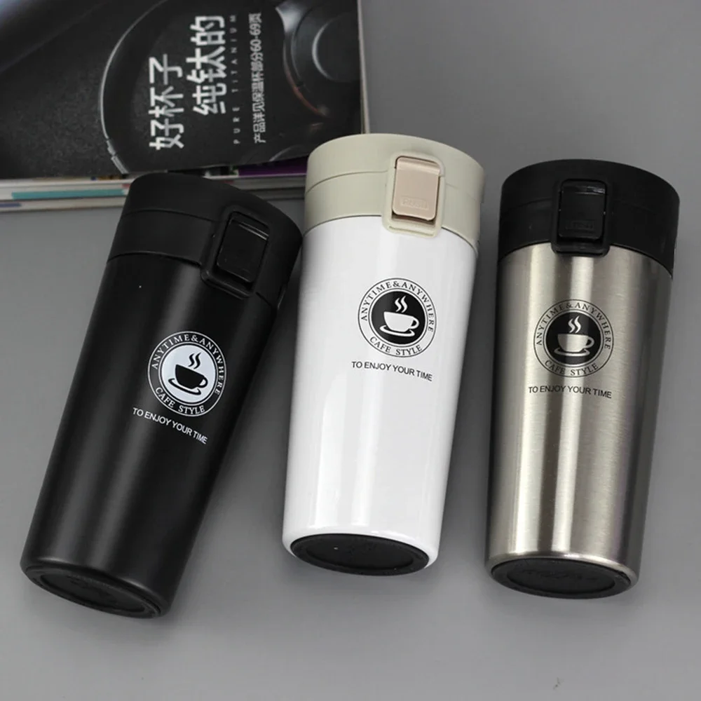 Bouteille thermos en acier inoxydable 380, tasse à café, fiole à vide, tasse isolée, bouteille d'eau thermique pour les voyages en plein air, 304 ml