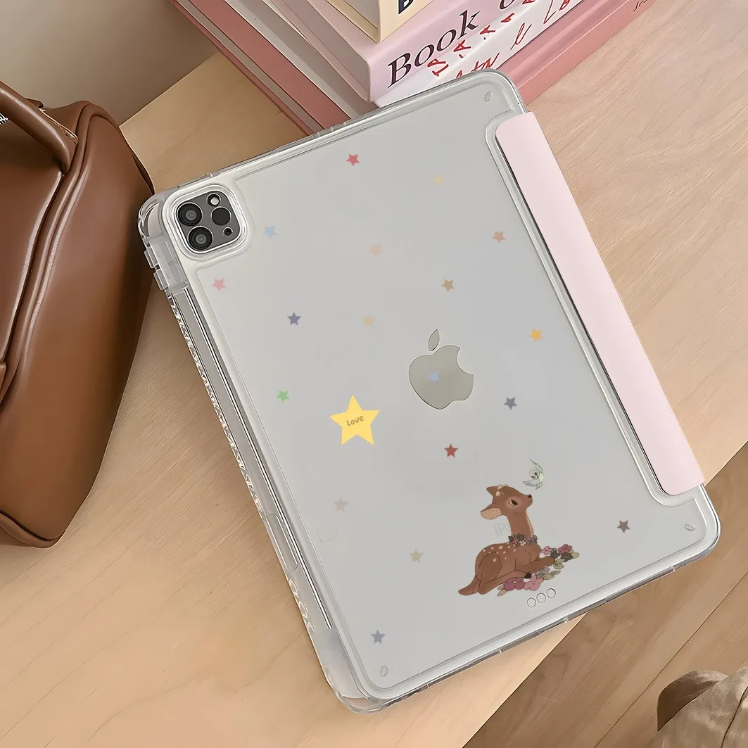 Deer Bird Star PenSlot Tablet Case For Mini7 6 iPad Pro2024 2022 2021 2020 2019 2018 2017 11 10 9 8 7 6 5 Air7 6 5 4 3 2 1 Cover