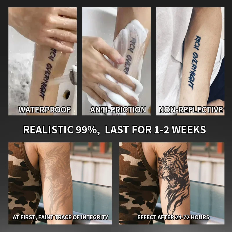 Black Tiger Arm Temporary Tattoo Sticker Waterproof Fake Tattoo Body Art for Women Men