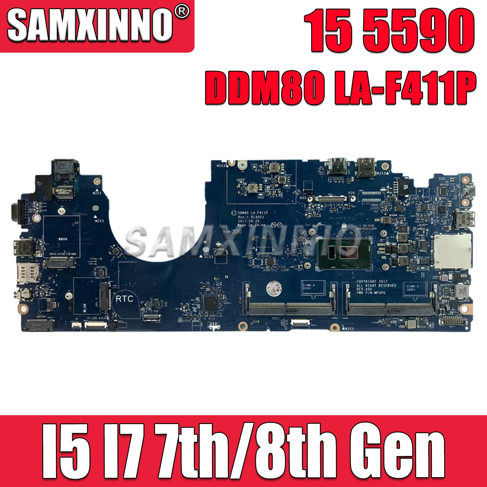 

Материнская плата SAMXINNO LA-F411P для ноутбука Dell Latitude 5590 DDM80 0VT64T 0PTD05 0VJF9H с процессором i5 i7 7-го/8-го поколения