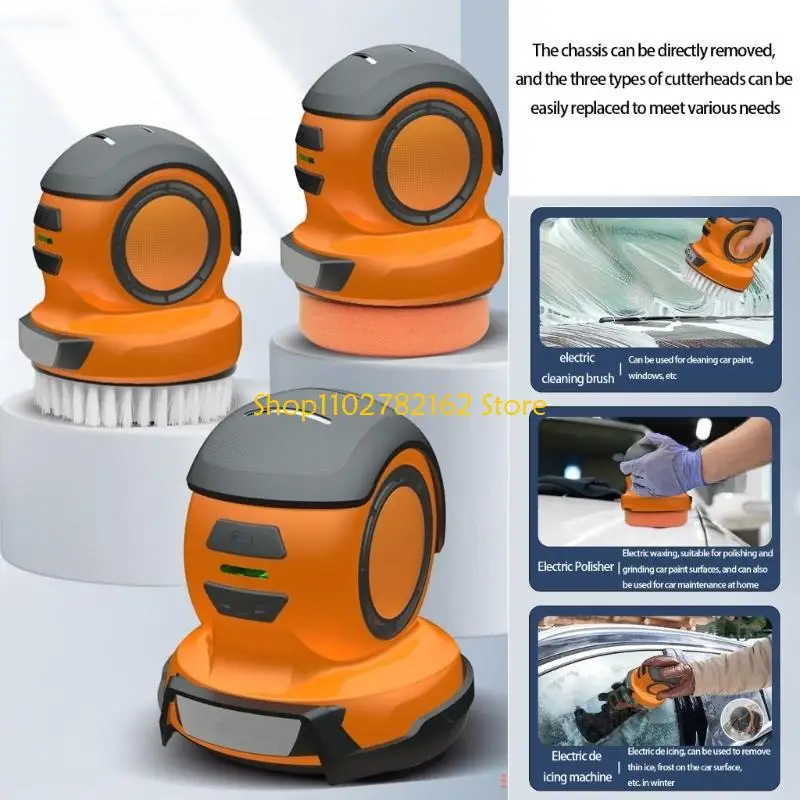 

547B Instantly Car Ice Remover Electric Scraper With Soft Bristle Brush 300% Faster Than Manual Tools Wax Polisher Combinatio