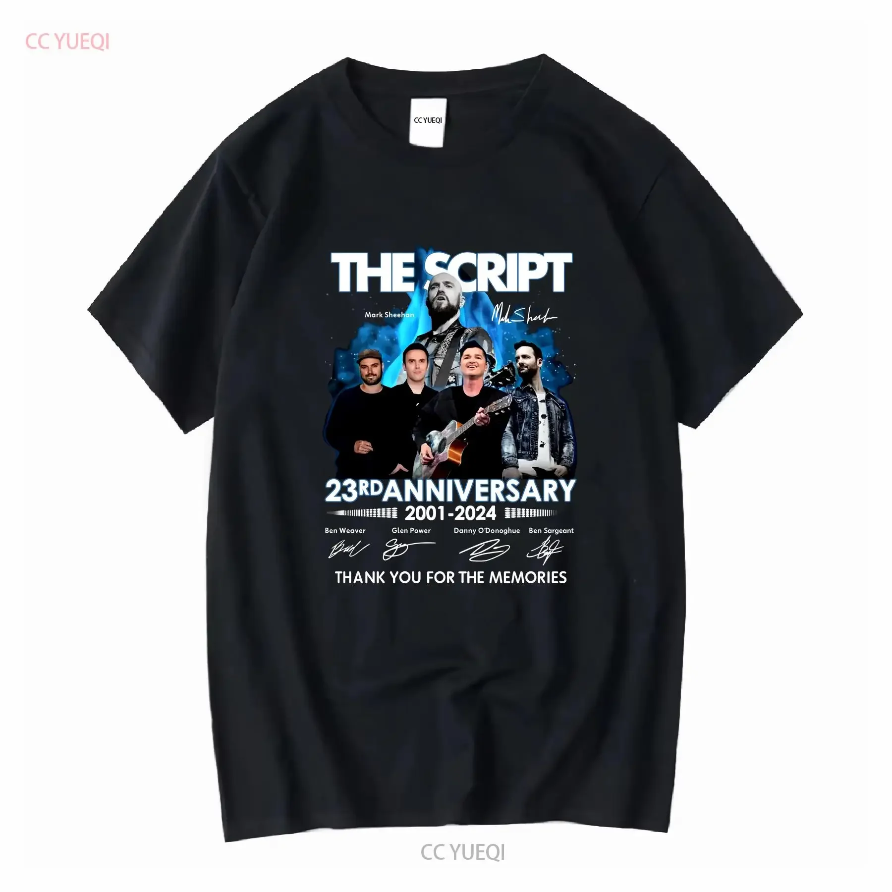 The Script 23rd Anniversary t Shirt Band Signature vintage Washed Versatile streetwear designer clothes Stylish