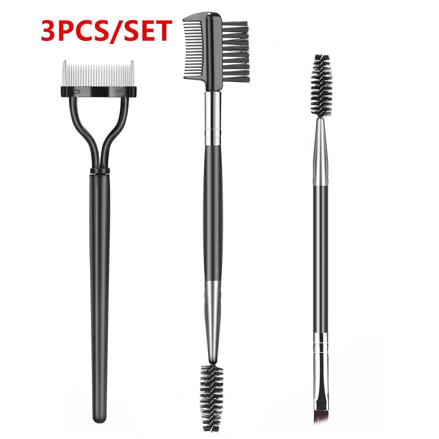 3 Pezzi Set Pennello per Sopracciglia Separatore per Ciglia Pettine per Sopracciglia e Spoolie per Ciglia Pennello a Doppia Testa Trucco Toelettatura Strumenti Cosmetici per Gli Occhi