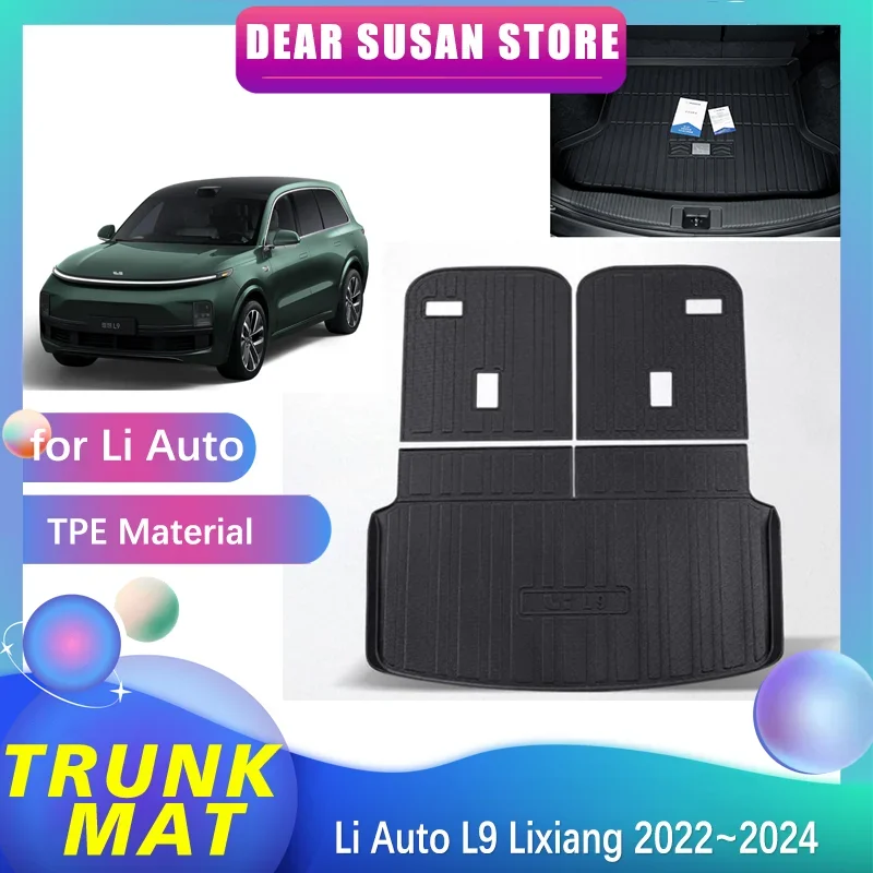 

Car Rear Trunk Mat for Li Auto L9 Lixiang 2022~2024 2023 TPE Luggage Carpet Foot Cover Pad Space Custom Liner Panel Accessorie