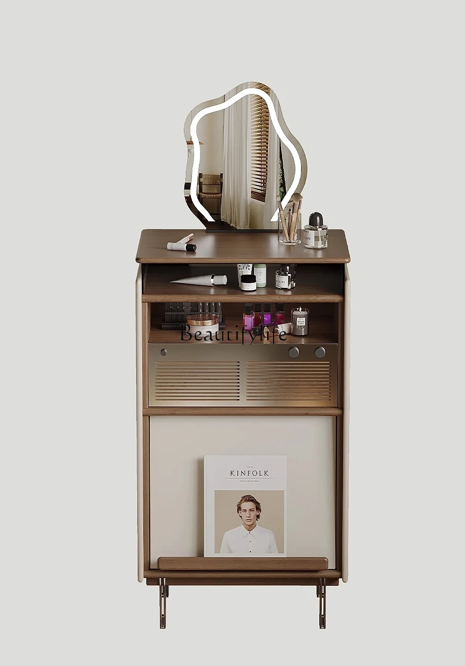 

French solid wood dresser integrated cherry wood small apartment bedside storage cabinet makeup table narrow side cabinet