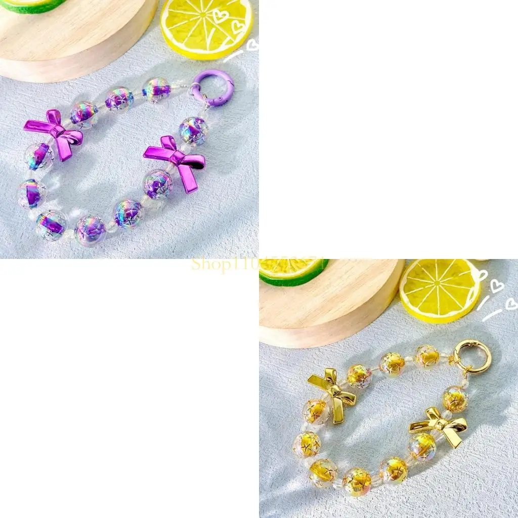 

Best Seller Charm Bowknot Colorful Beads Straps Cord Chain Holder Pendant