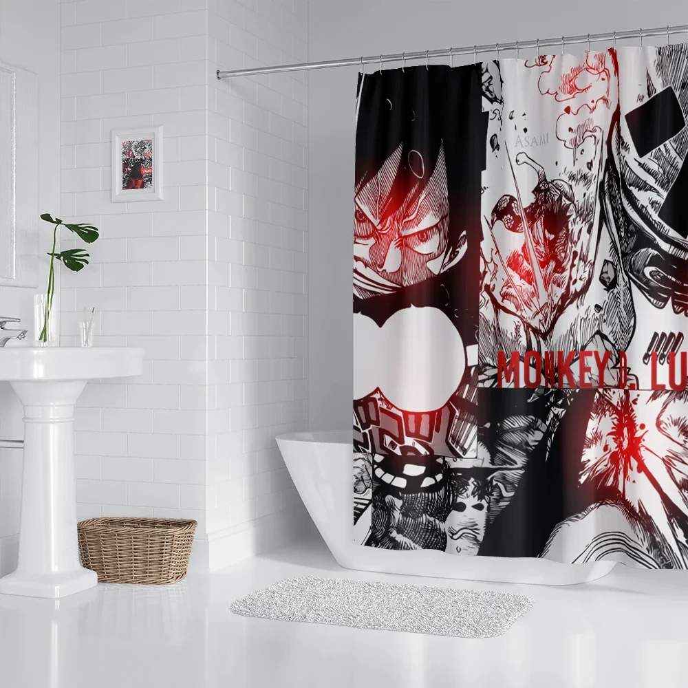 Anime Bathroom Curtain Polyester Fabric Shower Curtain 180 * 180CM With  Hooks Bathroom Accessories