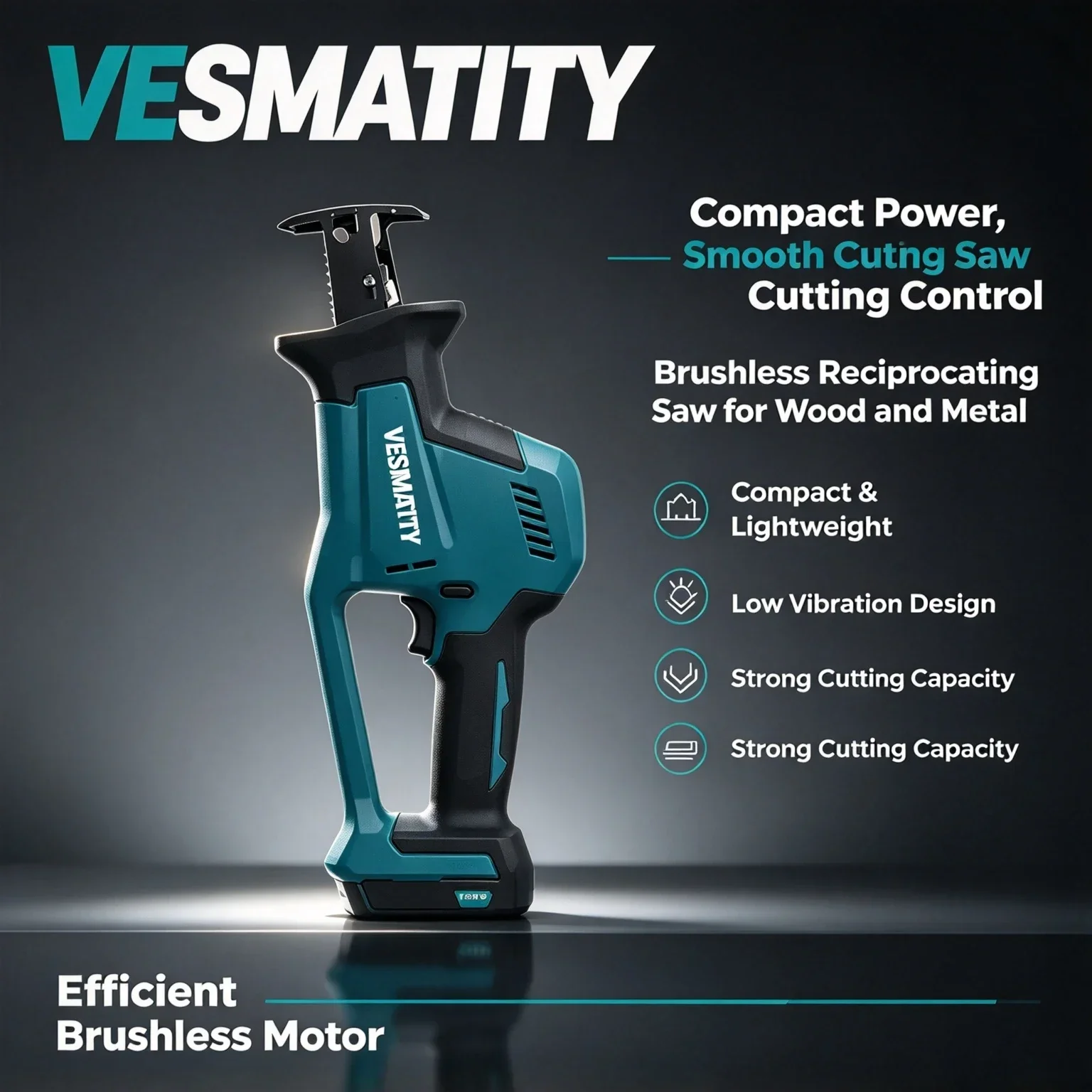 Vesmatity Metal Wood DJR189 Cordless Reciprocating Saw Brushless 18V 20V Variable Speed Cutting Demolition Pro Max Set