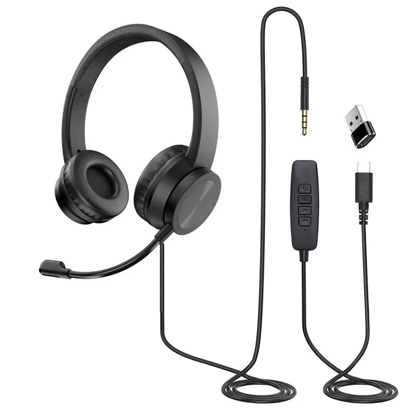 Retail USB Headsets With Microphone Noise Cancelling Stereo Headsets For Call Center Office, Conference Call, Skype Chat