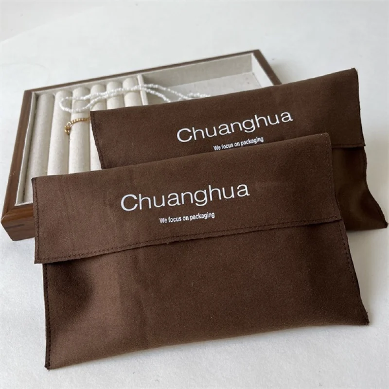 custom.Hot Selling Luxury Suede Envelope Dust Bag  Ribbon New Design Envelope Bag Envelope Packaging