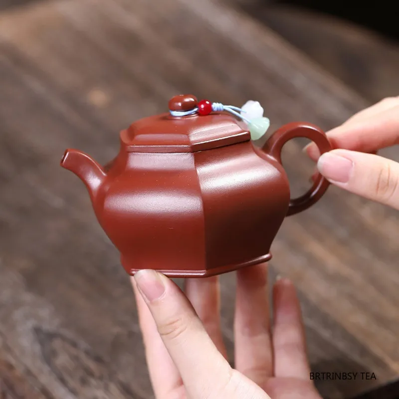 

150 мл китайский чайник Исин из фиолетовой глины ручной работы шестиугольной формы чайник с необработанной рудой дахунпао чайник бытовой чайный сервиз Цзыша