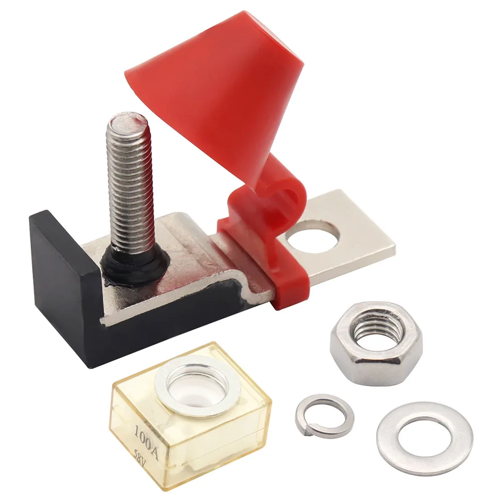 Automotive and Marine Fuse Block Kit M8 Terminal Mount 58V Rated 30A to 300A Fuse Base Waterproof for Battery Protection