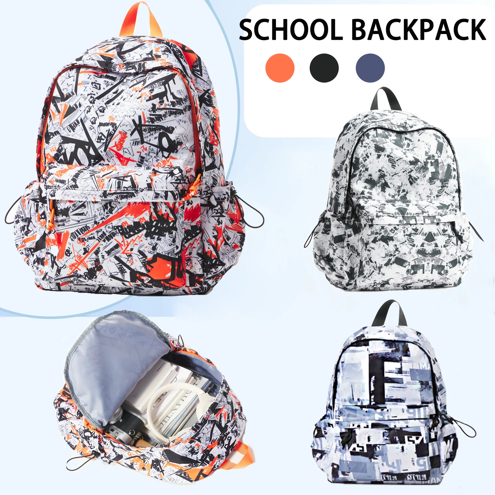 

Fashion Schoolbag Teenagers Print Bags Girls Boys Student Bookbag Large Capacity Computer Bag College Backpack