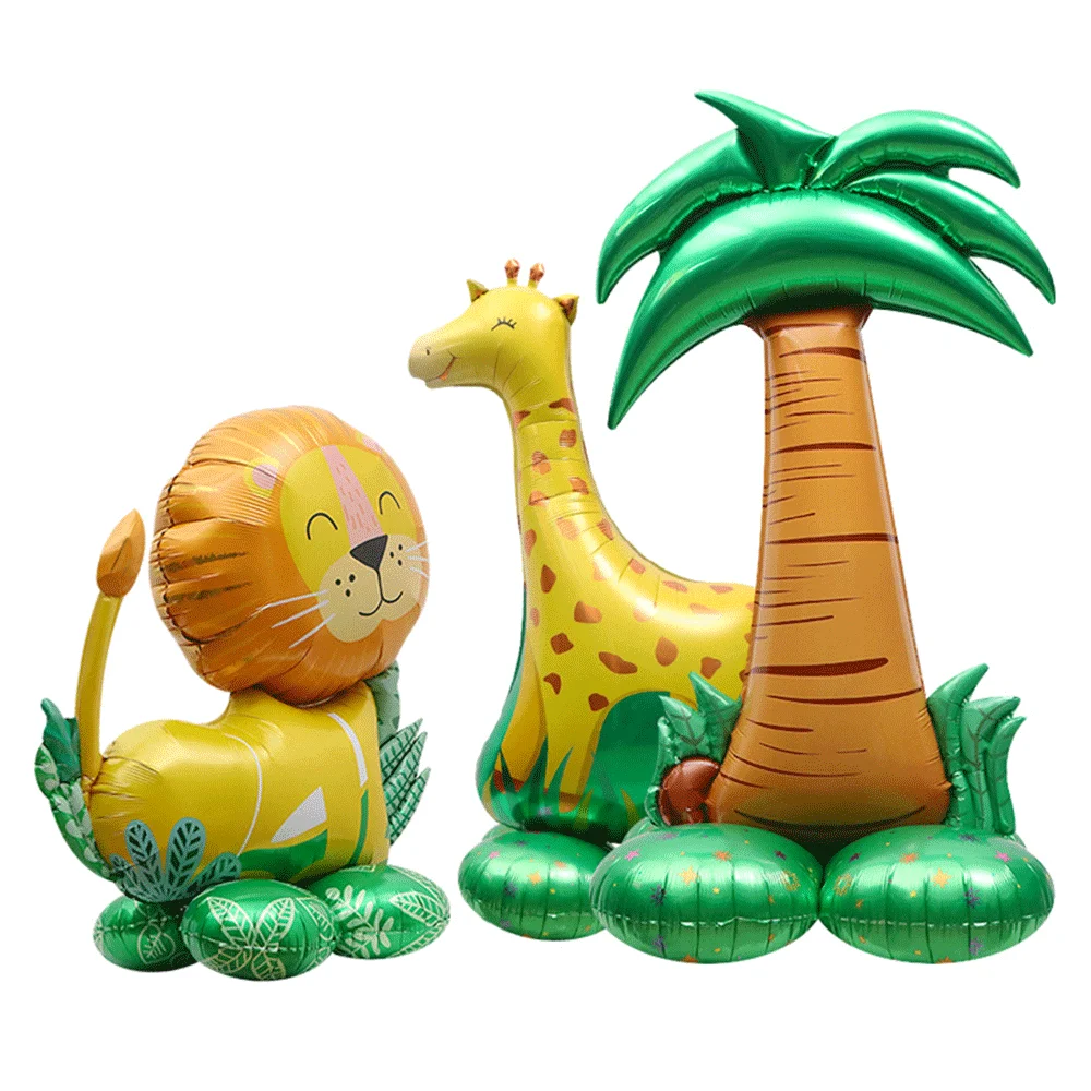 1 pz oversize Woodland Animal Lion giraffa 4D pellicola di alluminio palloncino Jungle Safari Birthday Party Decor bambini compleanno foto puntelli