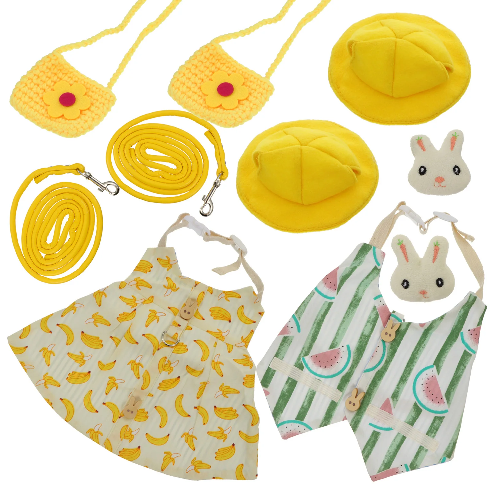 

2Sets Pet Bunny Costume Set Leash Rabbit Breathable Wear Resistant Small Pet Dress Up Outdoors Rabbit Clothes Set