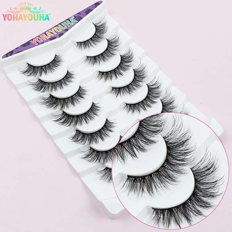 

YOHAYOUHA 3d 7Pairs Premade Volume Anime 16mm Fluffy Wing Crisscross Fairy Premade Volume Fans Lash Makeup Coreano Kit Maquiagem