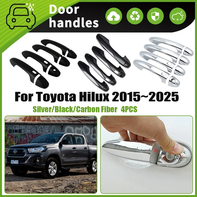 

Car Door Handle Covers For Toyota Hilux TruckMasters OX 2015~2025 Scratchproof Chromium Stylings Exterior Trims Auto Accessories