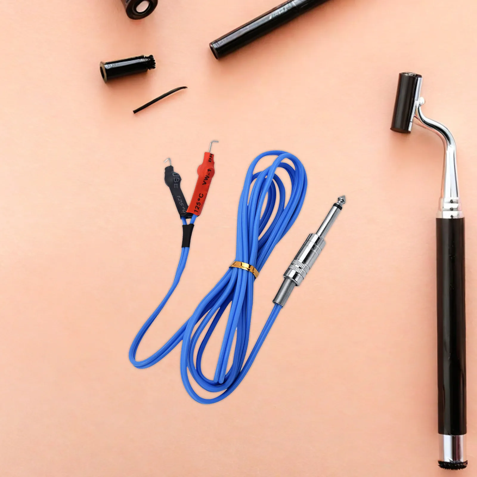 

1Pcs Steel Plate Tattoo Machine Clip Cord Silicone Soft Flexible Fireproof Clip Cords for Power Supply High Resistant Connection