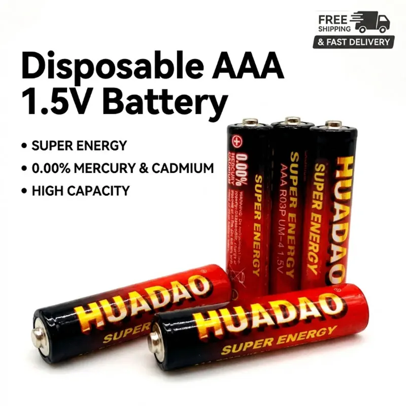 

Disposable 1.5V AAA Carbon Battery UM4 Strong Power Safe Explosion-Proof Design 1.5 Volt Dry Battery for Remote Controls Toys