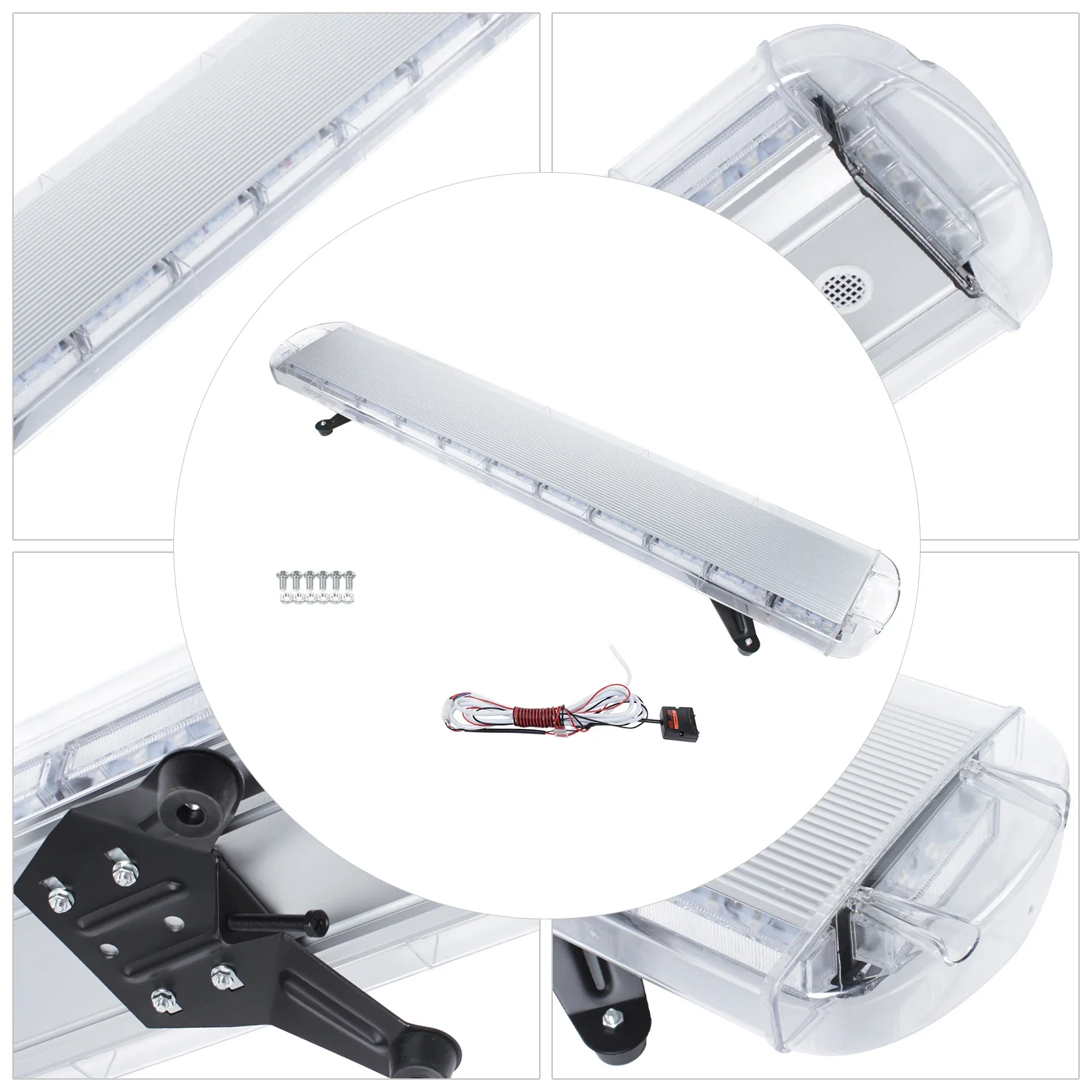 Image of Rundes LED-Licht, 96-W-Blitz-Doppellichtstreifen, Blitzlicht mit Steuerschalter, 131 cm blinkt dringend bei regnerischem, nebligem Wetter