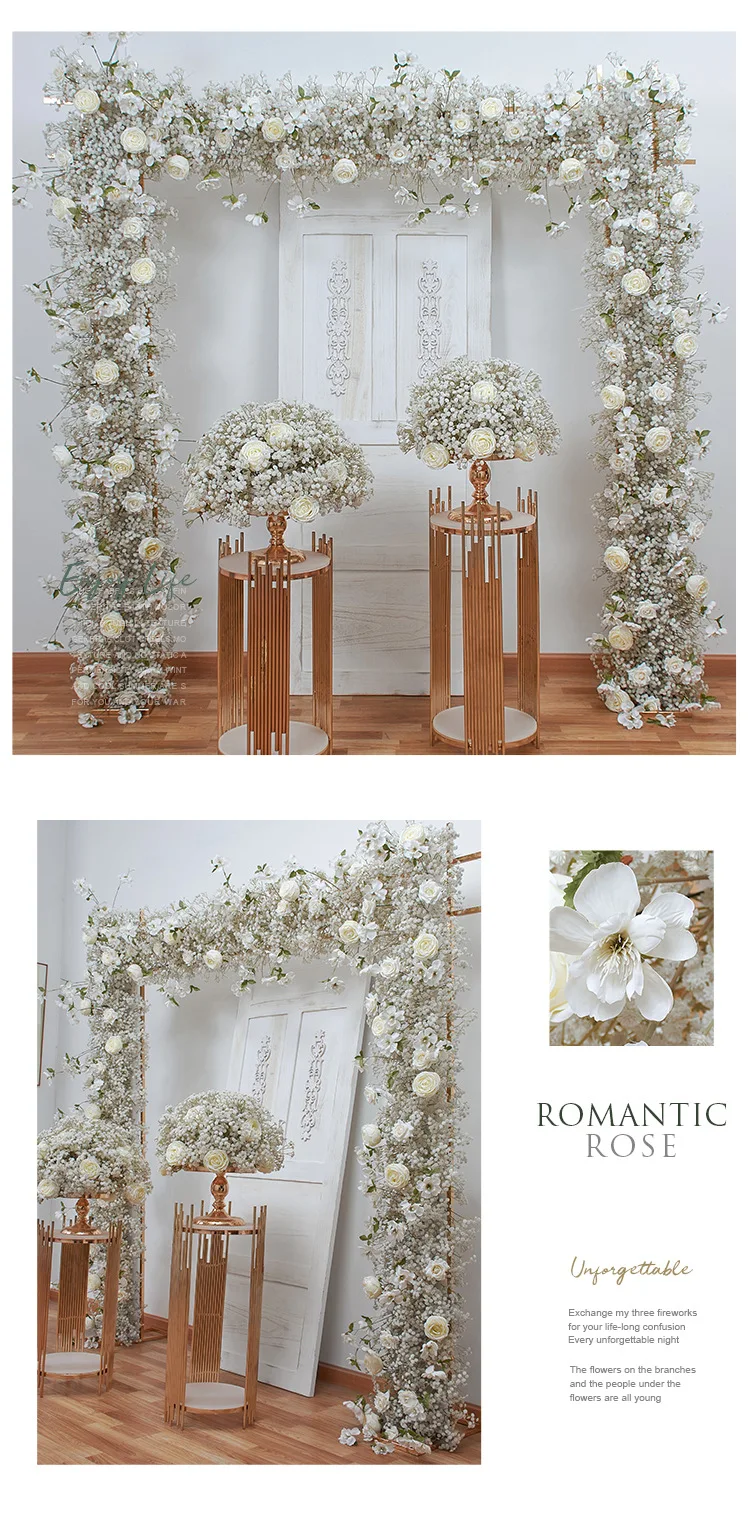 2M Künstliche Gypsophila-Blumenreihe, Fake Baby's Breath Blumenball, Hochzeits-Hintergrund, Bogen, Tisch, Fensterdekoration, Event-Dekor – Detail 5