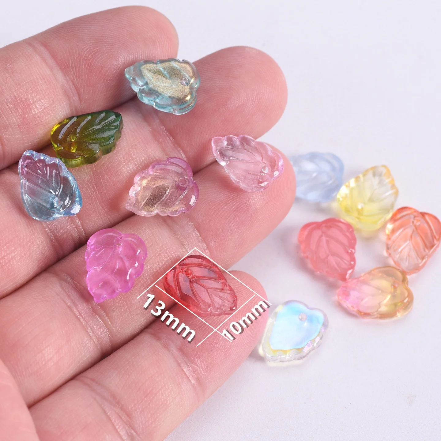10 stücke 13x10mm Blatt Form Kristall Glas Lose Handwerk Perlen Top Gebohrt Anhänger für Ohrring Schmuck Machen DIY Handwerk