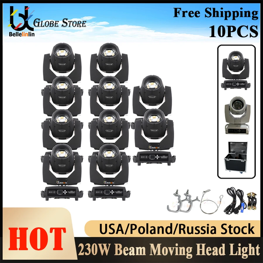 

No Tax 10Pcs Beam 7r 230W Moving Head Beam Sharpy Beam Key Model Lyre Beam 7r 230 For DJ Disco Stage Beam light Nightclub Party