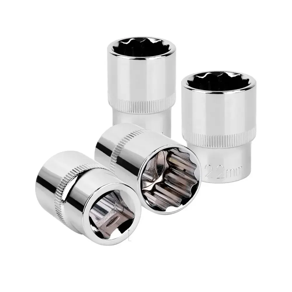 1/2inch Drive 8-32mm Ratchet Wrench 12 Point Short Socket Bit 12 Tooth Socket Set for Car Auto Repair Hand Tool