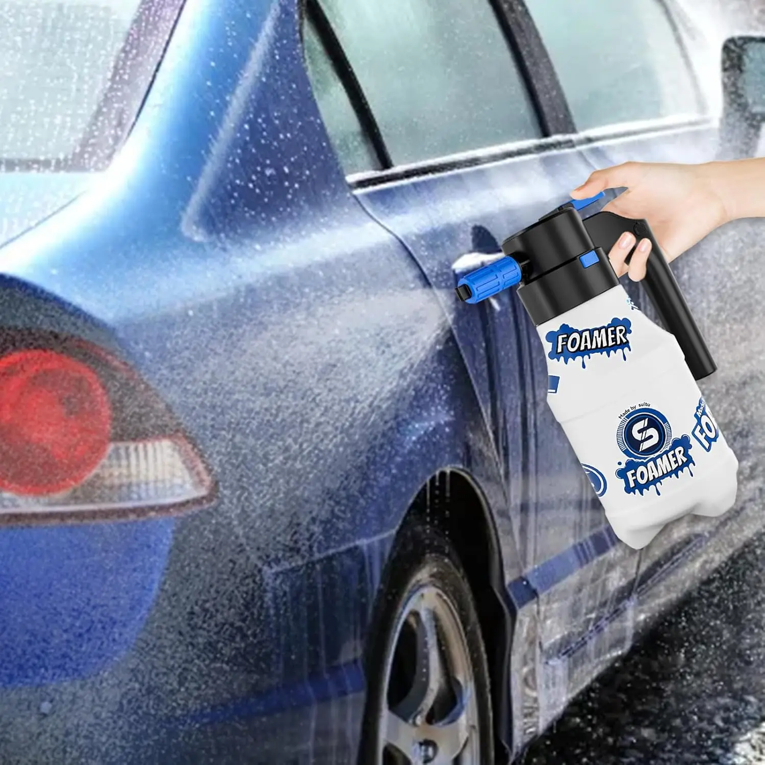 1.5L الكهربائية رغوة الثلج غسيل السيارات البخاخ USB قابلة للشحن مسقاة لتنظيف نافذة السيارة وتفصيل السيارة الخارجية #2