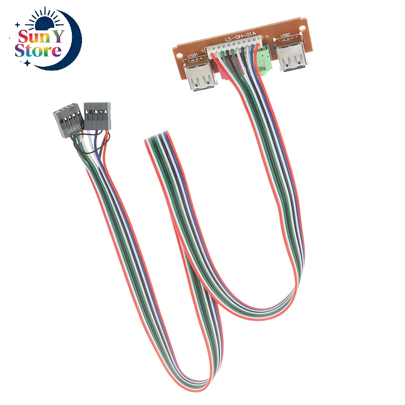 About 65 Cm 2 USB PC Computer Case 6.8CM Front Panel USB Audio Port Mic Earphone Cable