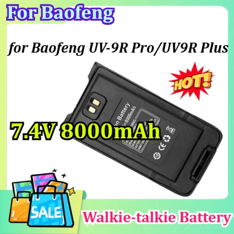 

Walkie-talkie Battery for Baofeng UV-9R Pro 7.4V 8000mAh UV9R Plus Enlarge Battery Type-C Charging BL-9 for GMRS-9R UV-9G Radio