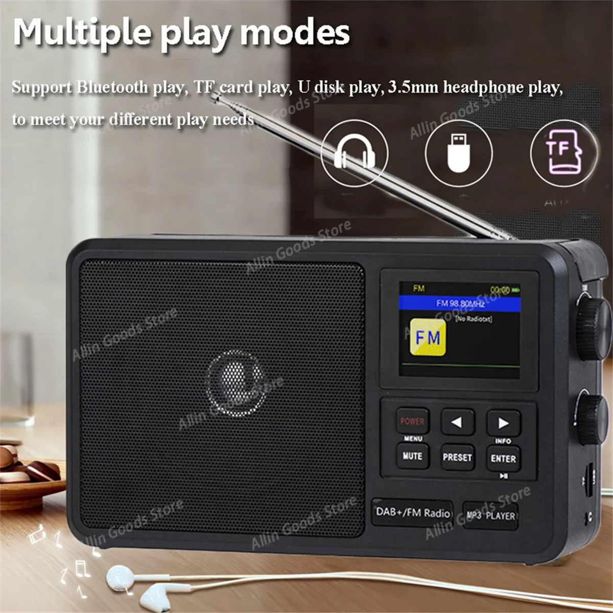 cs-806 Portable Network Radio DAB+/FM Radios Wireless Bluetooth Speaker with LCD Screen Support Alarm Clock Sleep Timer Rich