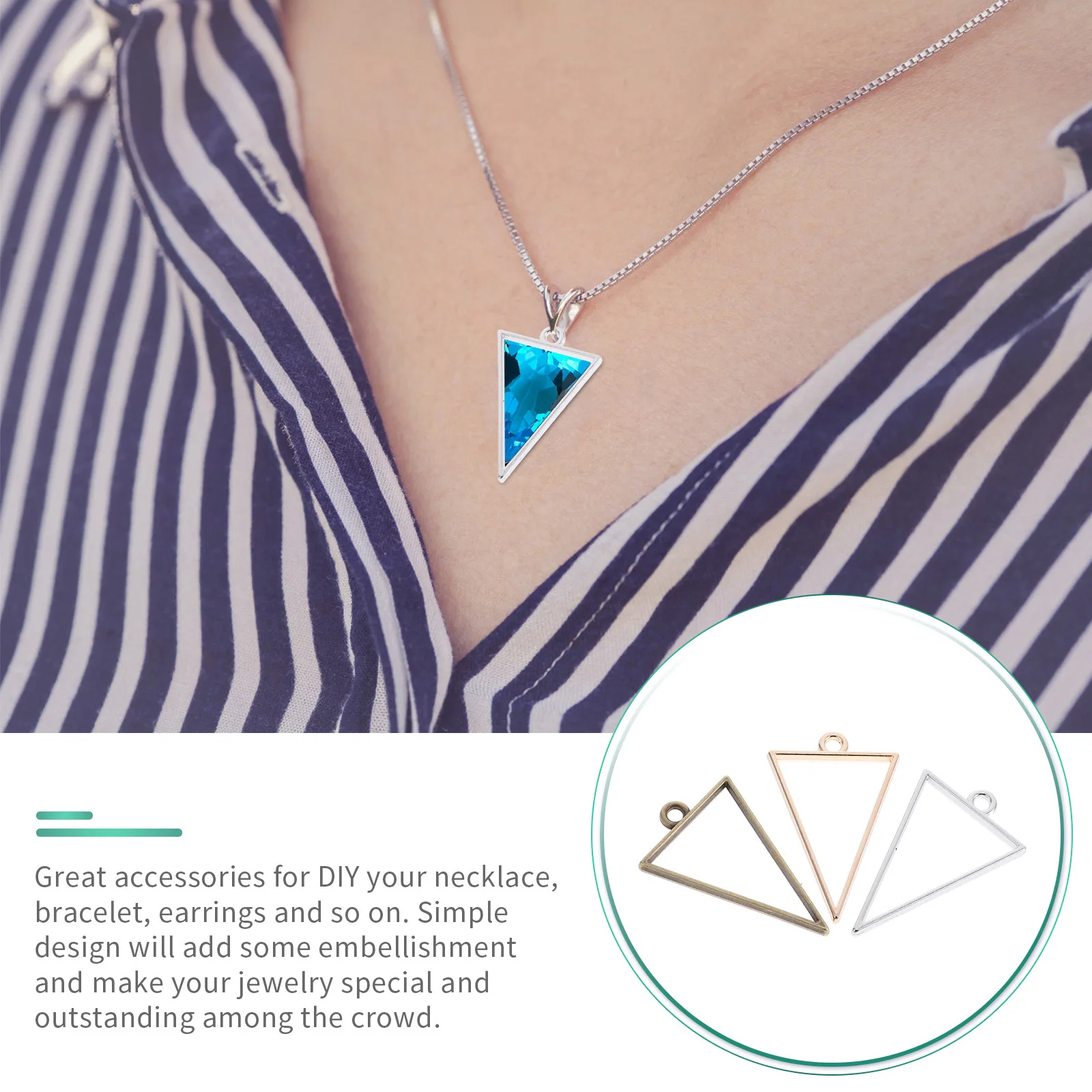 

30Pcs Pendant Bezel Triangle Frame Alloy Resin Jewelry Making Hollow Link Bezels DIY Epoxy Pendant Craft Charms