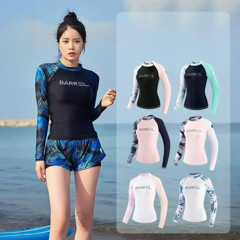 Women Swimsuit Long Sleeve Bathing Suit Conservative Swimwear Surfing Suit Summer Rash Guard