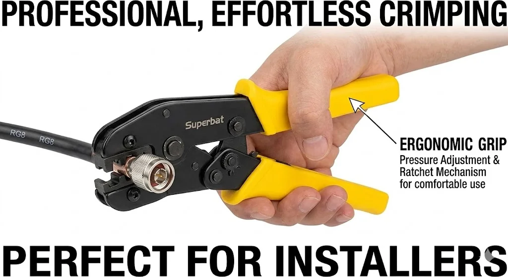 Superbat Yellow Crimper Crimping Tool for Coaxial Cable RG8 RG11 RG213 LMR400 RG316 RG174 SMA N MCX - 336K