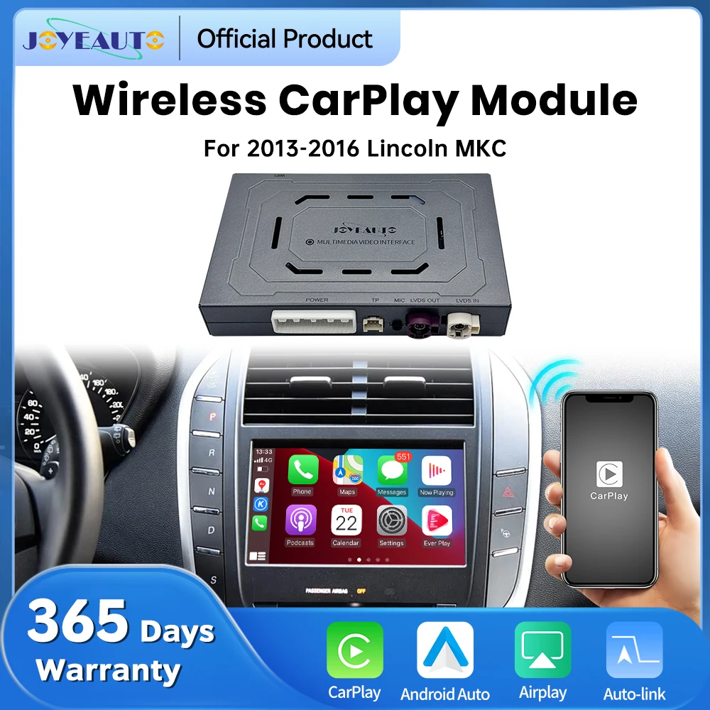 Joyeauto Wireless CarPlay Android Auto Module for Lincoln MKC 2013-2016 Retrofit Interface Car AirPlay Mirror-Link Multimedia