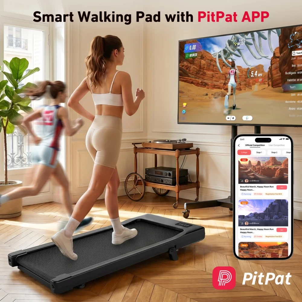 Walking Pad Under Desk Treadmill 2 in 1 Portable Treadmill with Remote Control LED Display 2.5HP Walkingpad for Home&Office