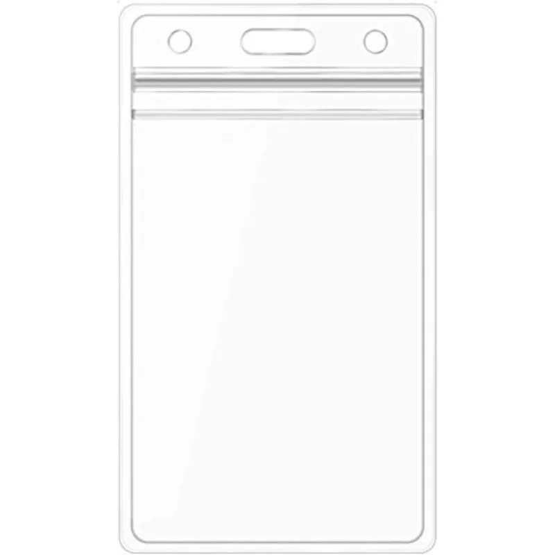 

10 Pack Heavy Duty ID Card Badge Holder with Resealable Zipper, Waterproof Type PVC ID Card Holder, Vertical Style, Clear,