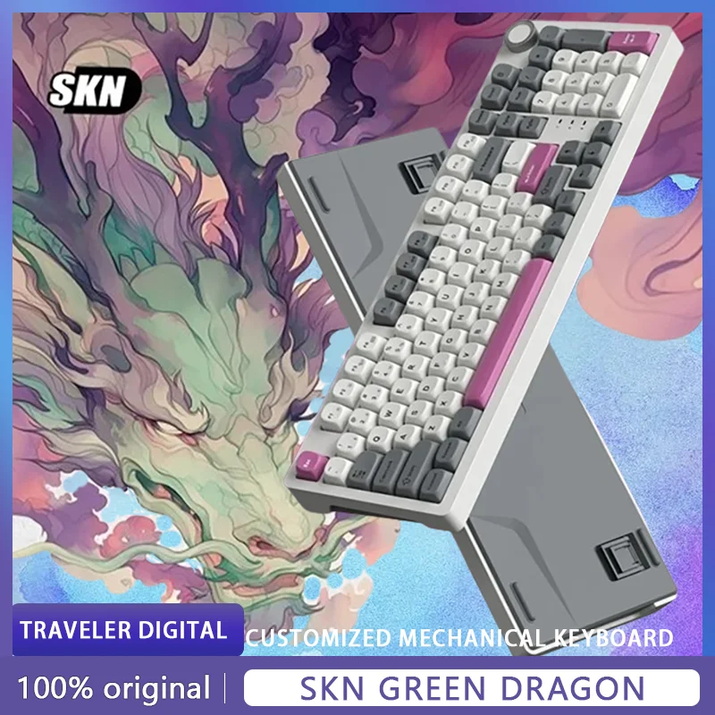 

SKN Green Dragon 4.0 Three Mode Mechanical Keyboard Wireless Gaming Keyboard Hot Swap Support VIA/QMK Multifunctional Knob Gifts