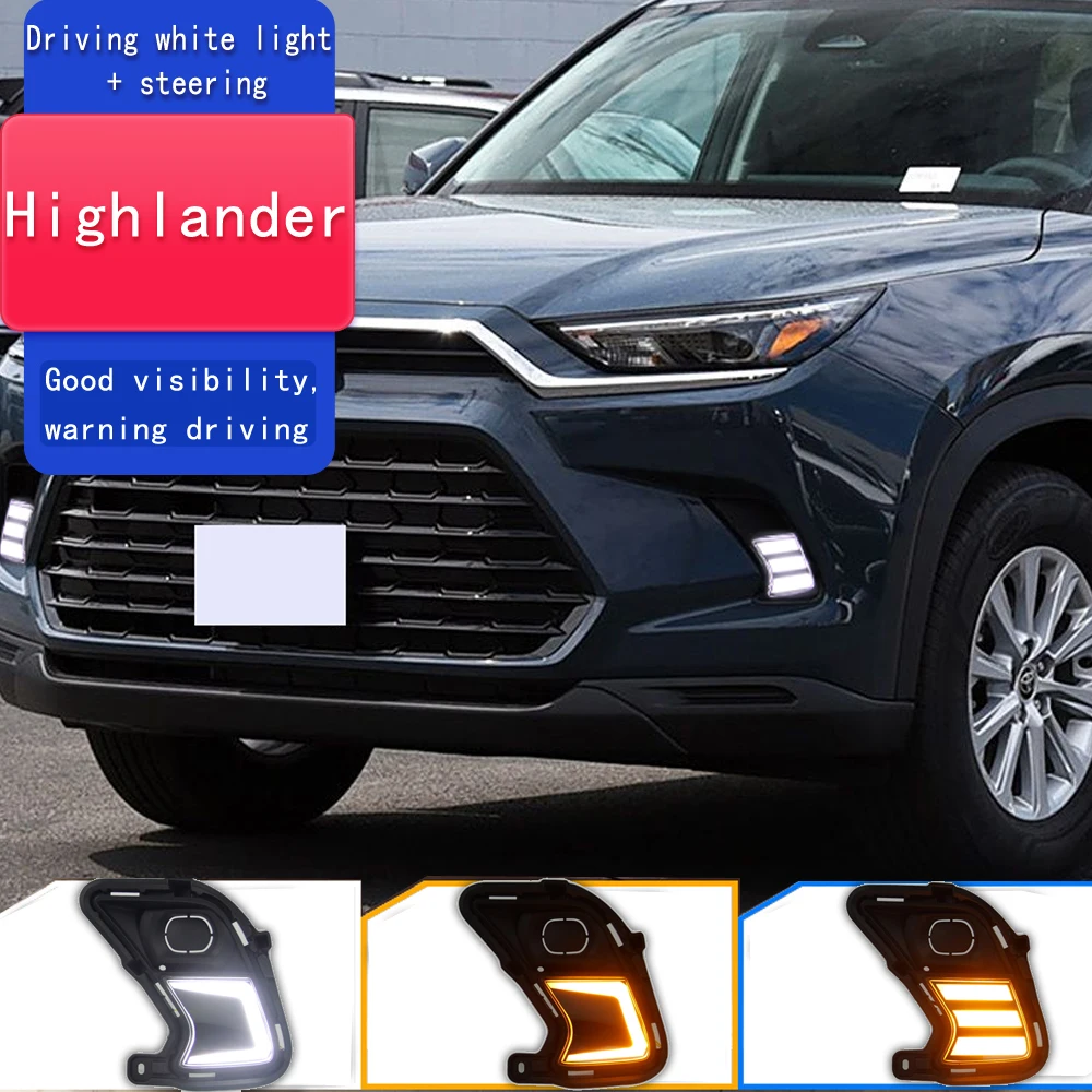 

2PCS Car DRL For Toyota Grand Highlander 2024 2025 LED Daytime Running Lights Daylight Turn Signal Car Styling Fog light