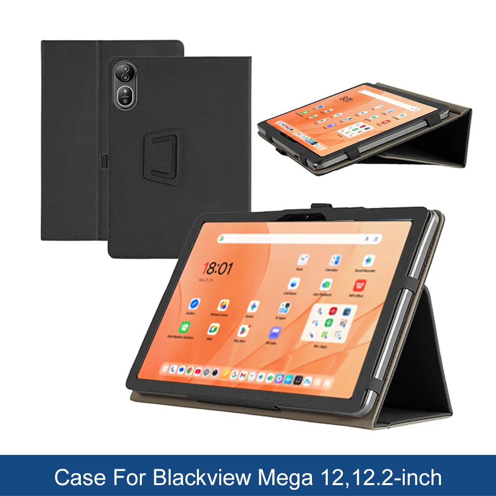 Funda Case For Blackview Mega 12 5G Case,12.2"Inch ,Folding Stand Protective Cover with Pencil Holder and Wrist Strap,Protection