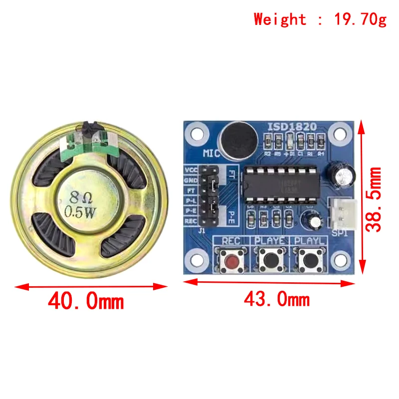 ISD1820 recording module voice module the voice board telediphone module board with Microphones + Loudspeaker