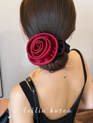 Rose Hairband Retro Large Intestine Ring Red Flower Hairband 2024 New Explosive Headband