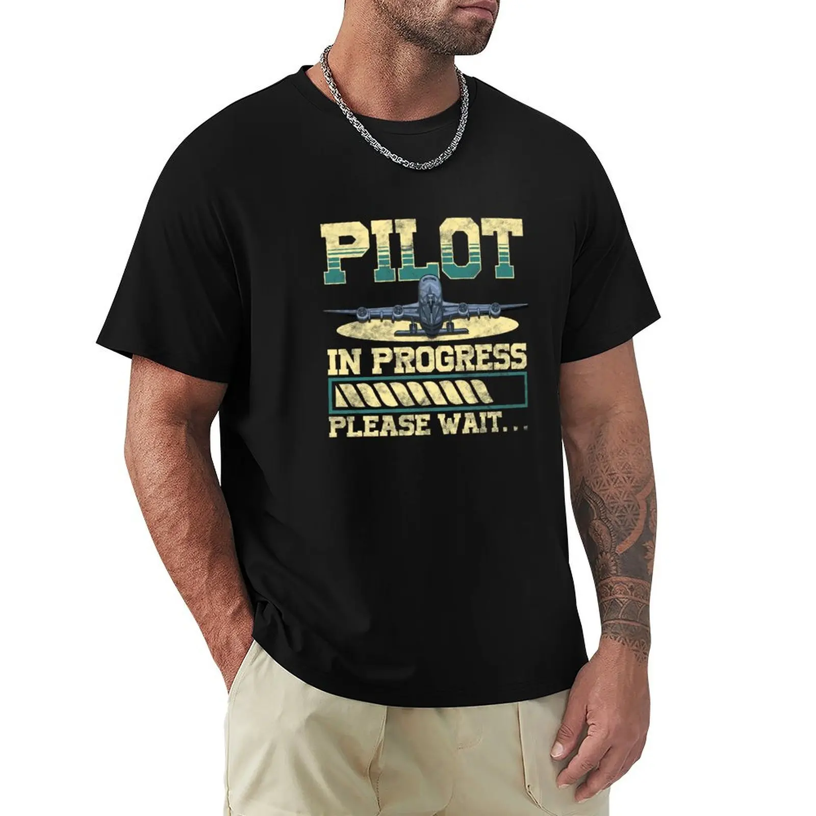 

Funny Pilot In Progress Please Wait Airplane Pilot T-Shirt plain vintage t shirts anime t shirts heavyweight t shirts for men