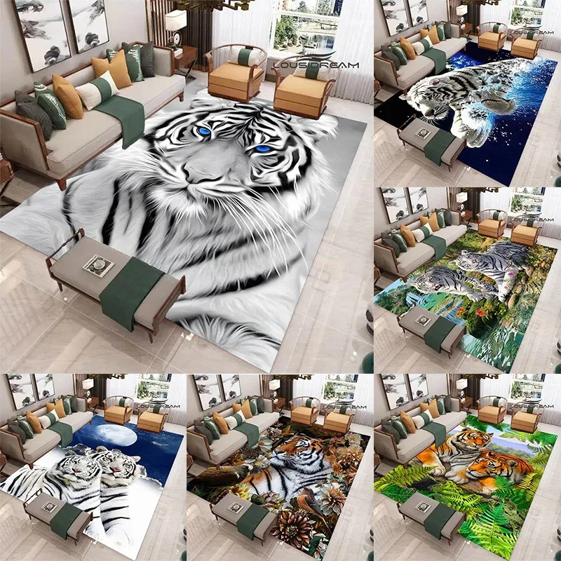 

3D Tiger Area Rug for Home Living Room Bedroom Sofa Doormat Decor,Child Play Area Rug Non-slip Floor Mat Home Decor Doormat Gift