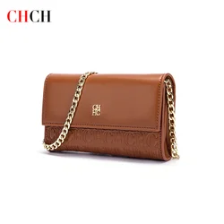 CHCH Women's Shoulder Bag New Magnetic Flip Chain Bag Brown Small Square Bag Wallet
