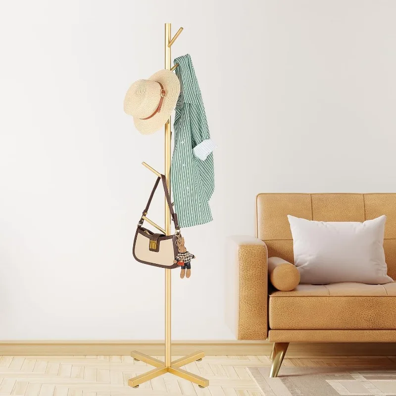 

Metal Rack Stand, Modern Rack Freestanding With 8 Hooks, Racks Easy To Assemble, Tree Stand For Bags, Hats,