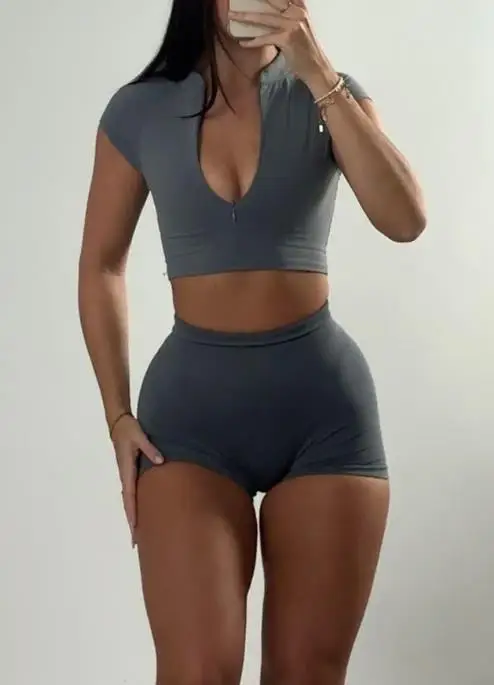 

Sports Yoga Style Short Sleeved Women's Summer Shorts Two-Piece Set for Women's Summer 2025