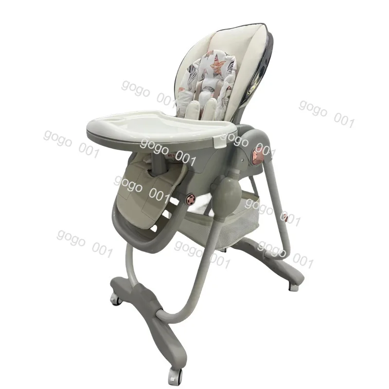 Foldable Baby High Chair Adjustable Height Toddler Dining Chair with Wheels for Home