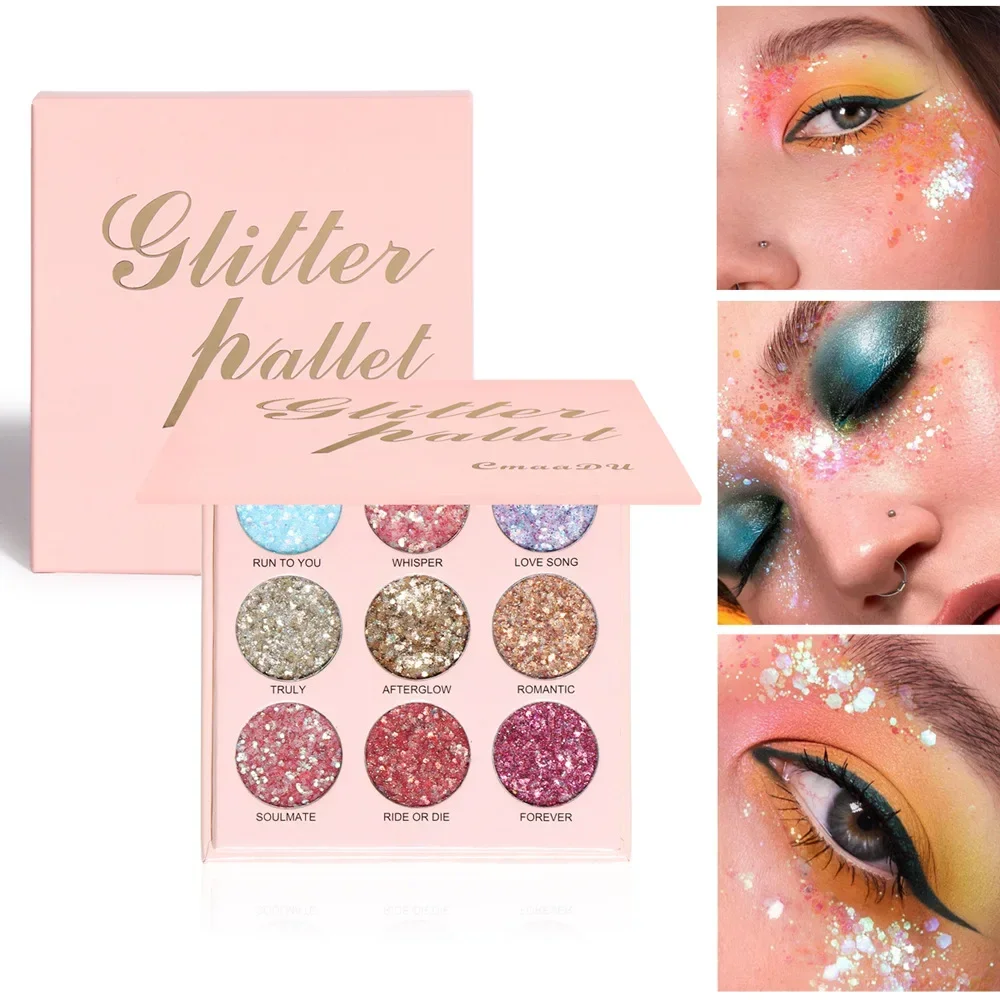 Heallor Cmaadu 9 Kleuren Oogschaduwpalet Make-Up Kleurrijke Naakte Glans Glitter Mat Gepigmenteerd Poeder Geperst Nude Oogschaduw Cos